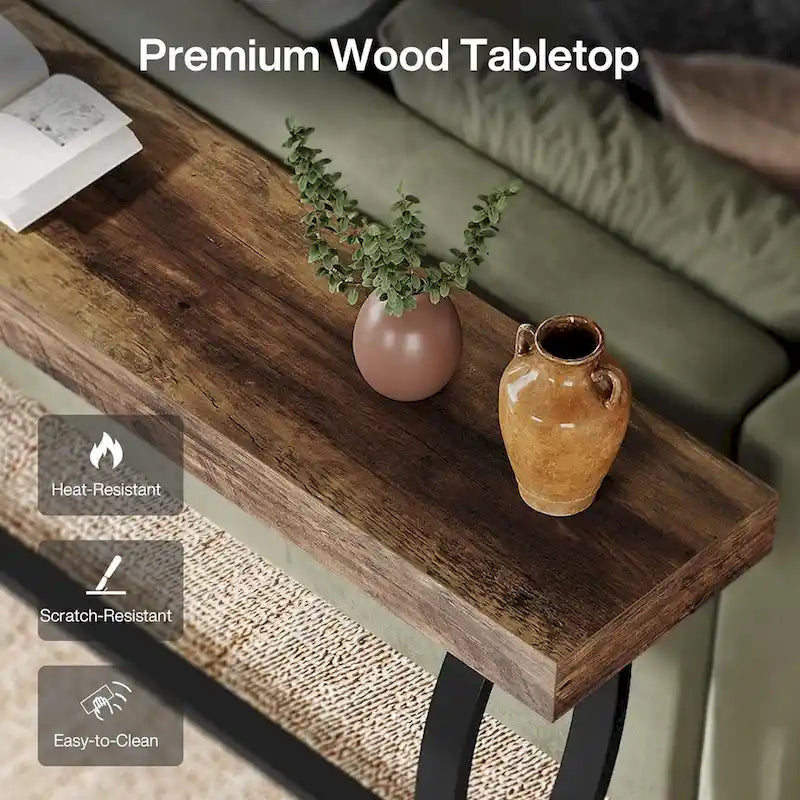 Table console de 70,87 pouces pour entrée, table de canapé étroite et longue derrière le canapé