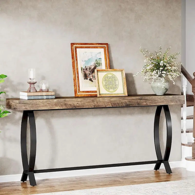 Table console de 70,87 pouces pour entrée, table de canapé étroite et longue derrière le canapé
