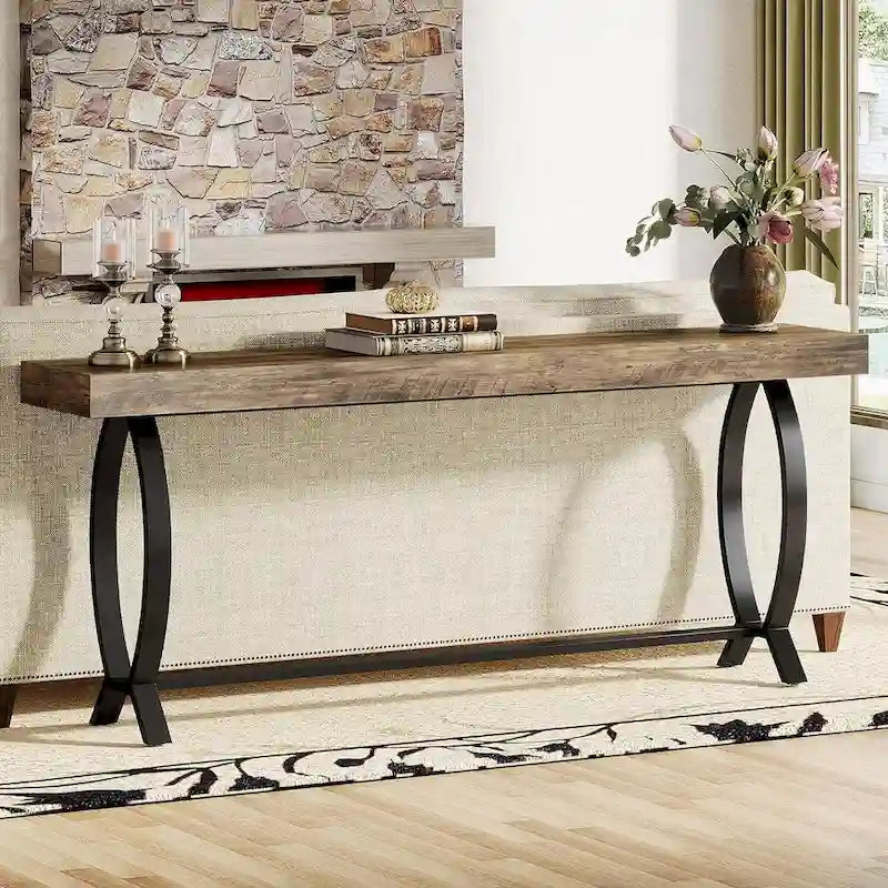Table console de 70,87 pouces pour entrée, table de canapé étroite et longue derrière le canapé