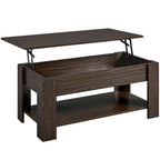 Table Basse Relevable Yaheetech 47,5", Compartiment Caché/Étagère Ouverte
