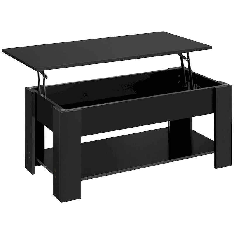 Table Basse Relevable Yaheetech 47,5", Compartiment Caché/Étagère Ouverte
