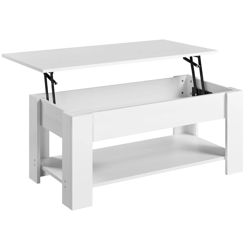 Table Basse Relevable Yaheetech 47,5", Compartiment Caché/Étagère Ouverte