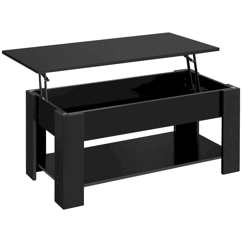 Table Basse Relevable Yaheetech 47,5", Compartiment Caché/Étagère Ouverte