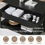 Table Basse Relevable Yaheetech 47,5", Compartiment Caché/Étagère Ouverte