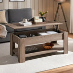 Table Basse Relevable Yaheetech 47,5", Compartiment Caché/Étagère Ouverte