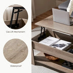 Table Basse Relevable Yaheetech 47,5", Compartiment Caché/Étagère Ouverte