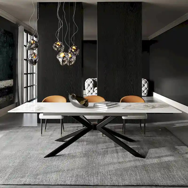 Table à manger rectangulaire extensible en pierre frittée de 280 cm - 200 à 280 cm