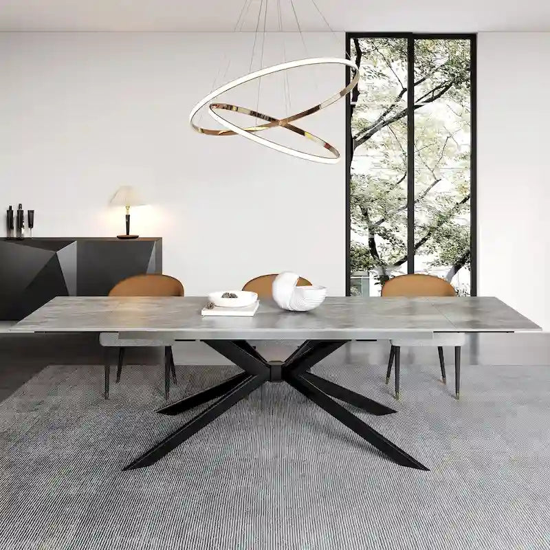 Table à manger rectangulaire extensible en pierre frittée de 280 cm - 200 à 280 cm