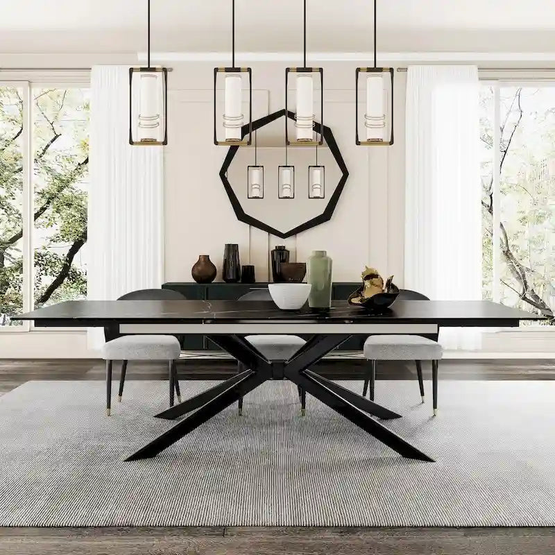 Table à manger rectangulaire extensible en pierre frittée de 280 cm - 200 à 280 cm