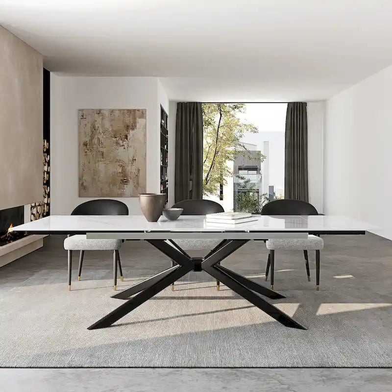 Table à manger rectangulaire extensible en pierre frittée de 280 cm - 200 à 280 cm