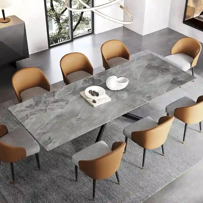 Table à manger rectangulaire extensible en pierre frittée de 280 cm - 200 à 280 cm