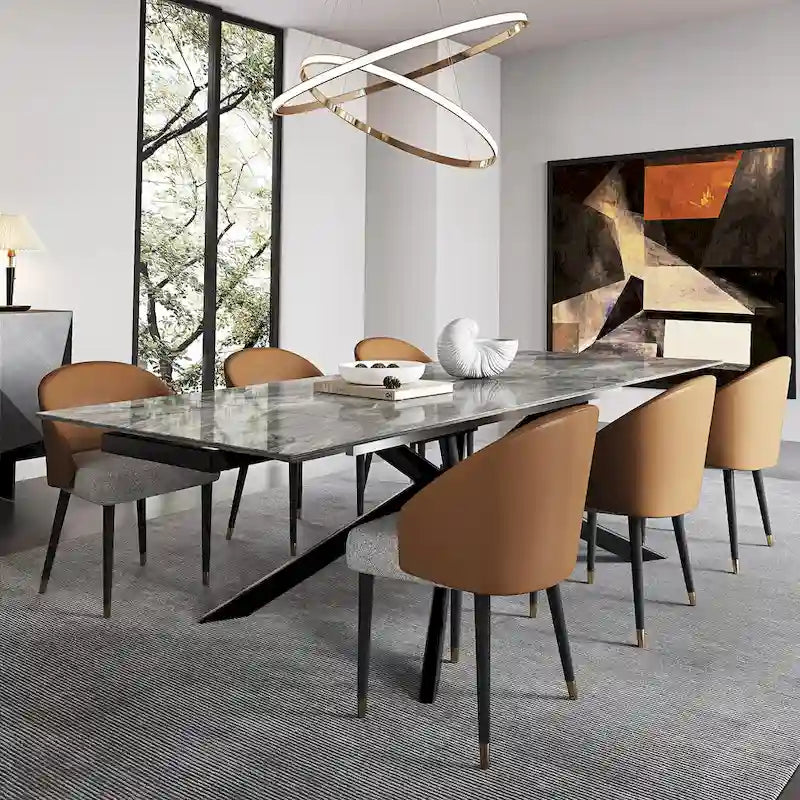 Table à manger rectangulaire extensible en pierre frittée de 280 cm - 200 à 280 cm