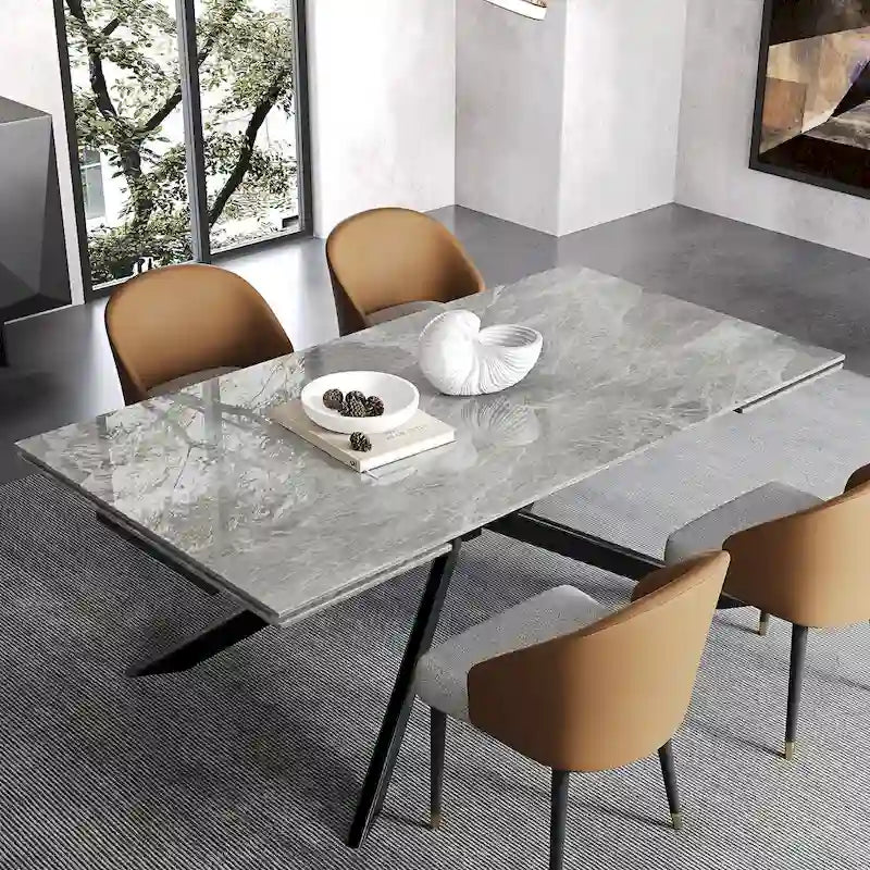 Table à manger rectangulaire extensible en pierre frittée de 280 cm - 200 à 280 cm