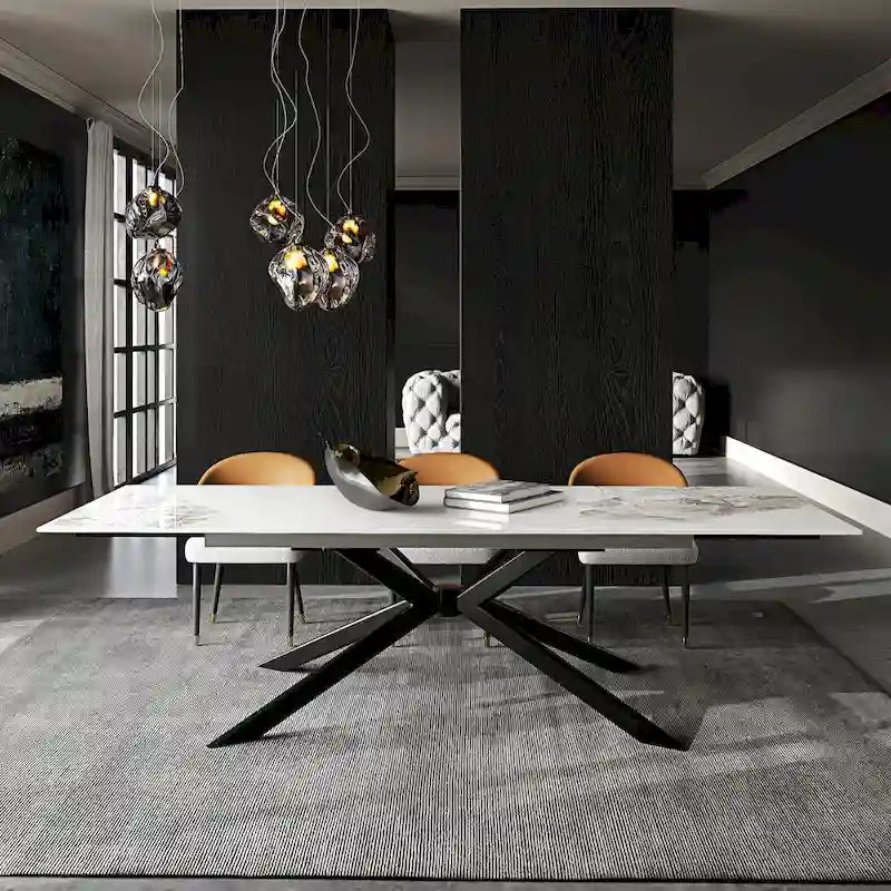 Table à manger rectangulaire extensible en pierre frittée de 280 cm - 200 à 280 cm