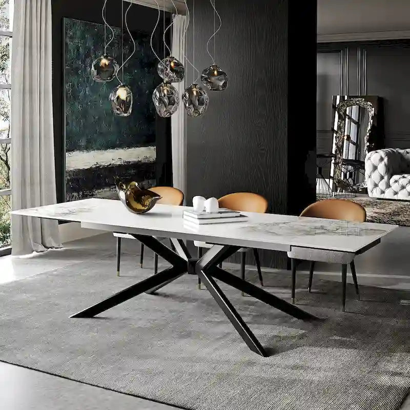 Table à manger rectangulaire extensible en pierre frittée de 280 cm - 200 à 280 cm