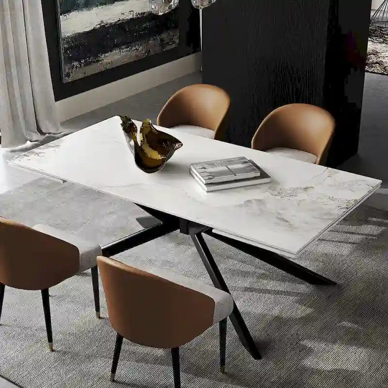 Table à manger rectangulaire extensible en pierre frittée de 280 cm - 200 à 280 cm