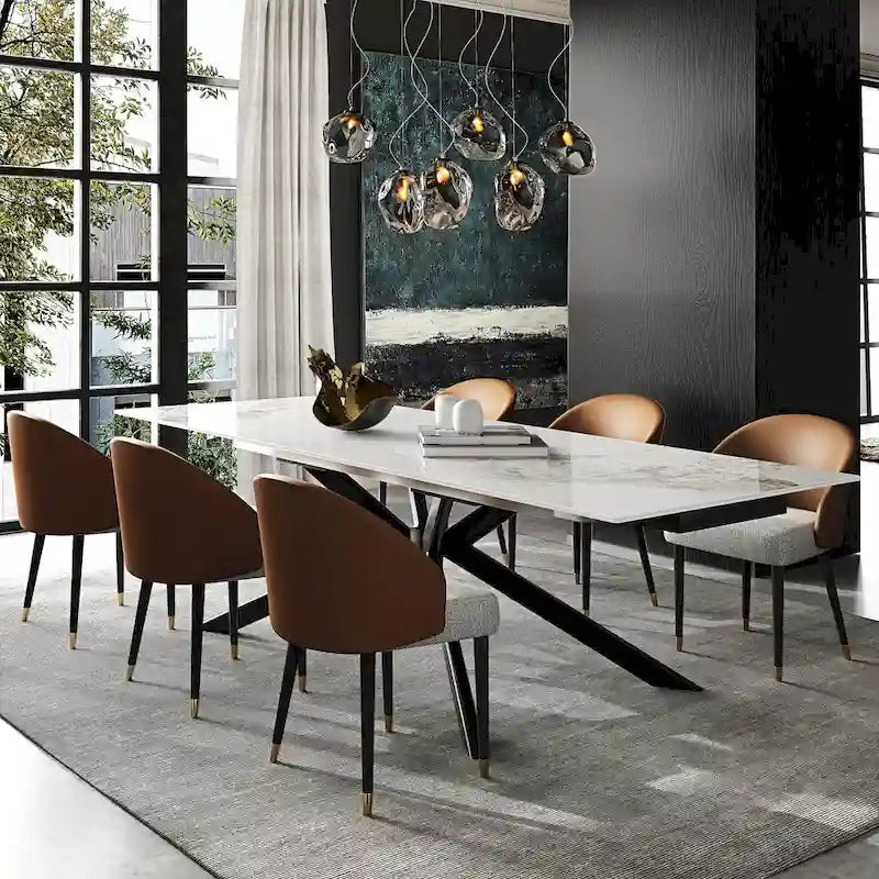Table à manger rectangulaire extensible en pierre frittée de 280 cm - 200 à 280 cm