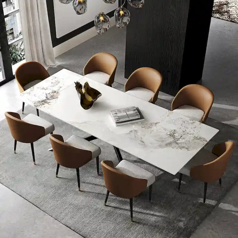 Table à manger rectangulaire extensible en pierre frittée de 280 cm - 200 à 280 cm