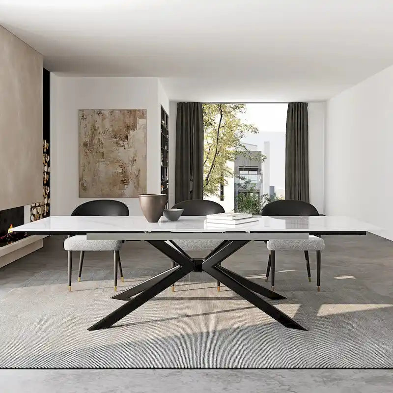 Table à manger rectangulaire extensible en pierre frittée de 280 cm - 200 à 280 cm