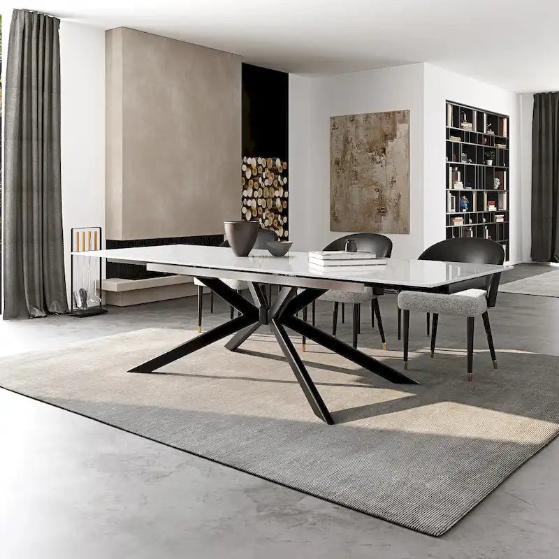 Table à manger rectangulaire extensible en pierre frittée de 280 cm - 200 à 280 cm
