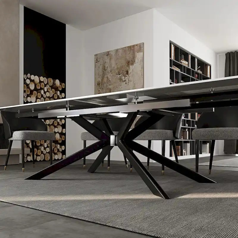 Table à manger rectangulaire extensible en pierre frittée de 280 cm - 200 à 280 cm