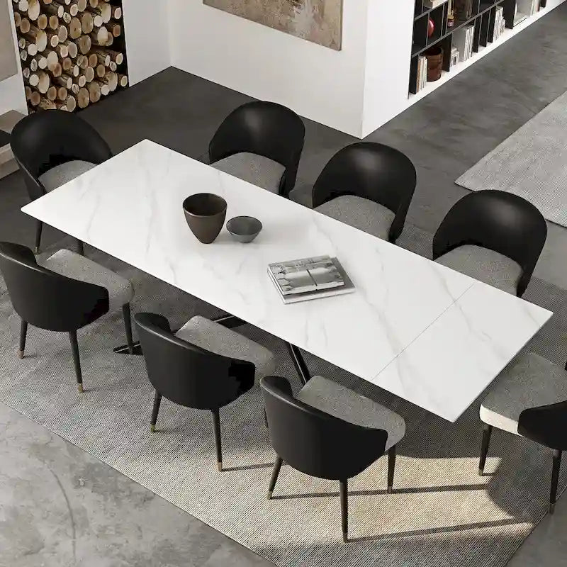 Table à manger rectangulaire extensible en pierre frittée de 280 cm - 200 à 280 cm