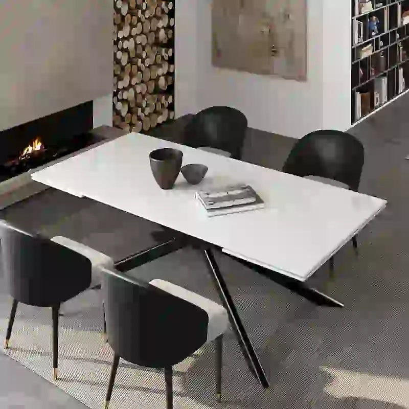 Table à manger rectangulaire extensible en pierre frittée de 280 cm - 200 à 280 cm