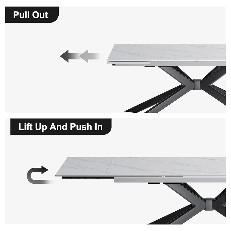 Table à manger rectangulaire extensible en pierre frittée de 280 cm - 200 à 280 cm