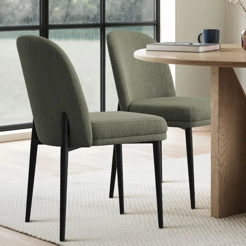 Chaise de salle à manger capitonnée en lin (lot de 2)
