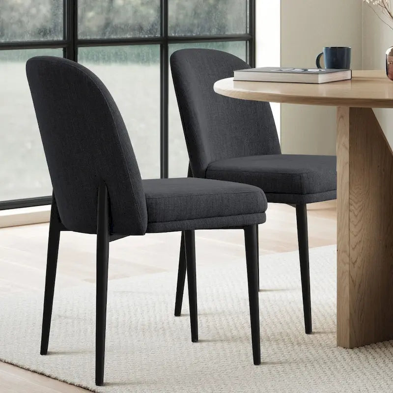Chaise de salle à manger capitonnée en lin (lot de 2)
