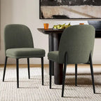 Chaise de salle à manger capitonnée en lin (lot de 2)