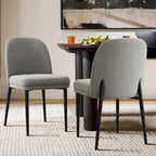 Chaise de salle à manger capitonnée en lin (lot de 2)