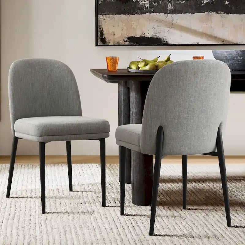 Chaise de salle à manger capitonnée en lin (lot de 2)