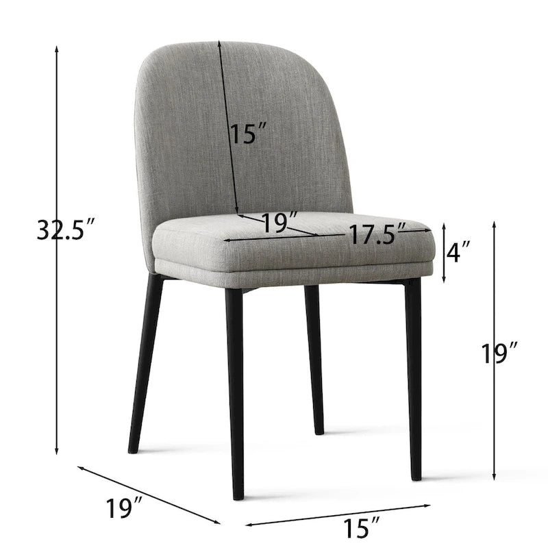 Chaise de salle à manger capitonnée en lin (lot de 2)