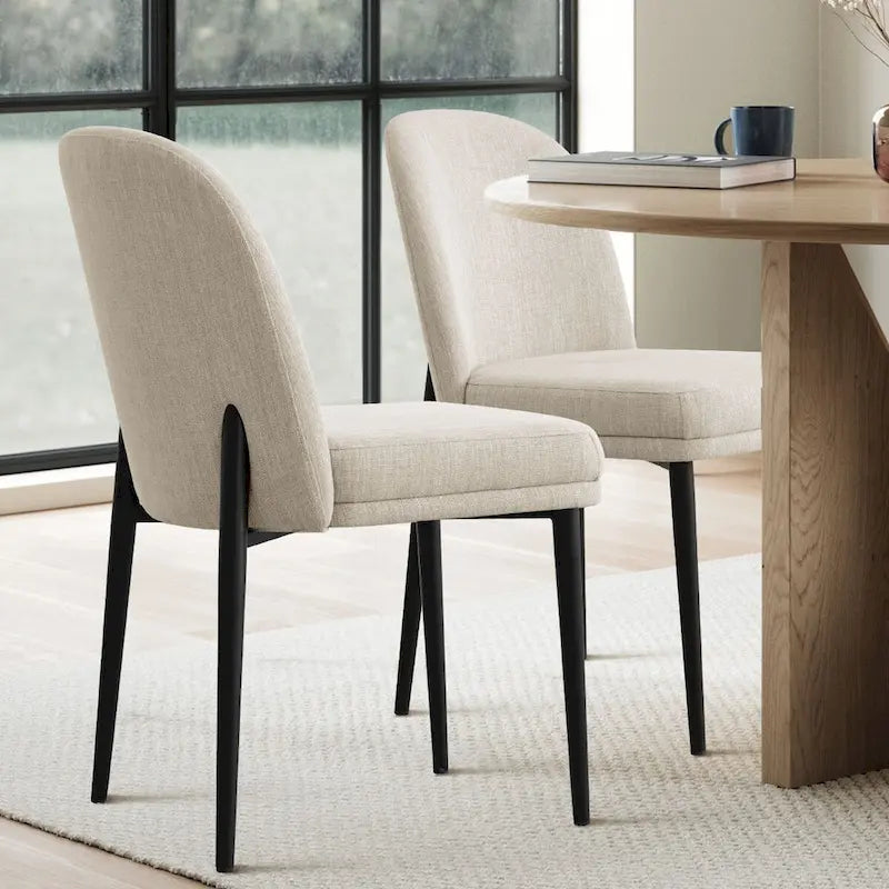 Chaise de salle à manger capitonnée en lin (lot de 2)