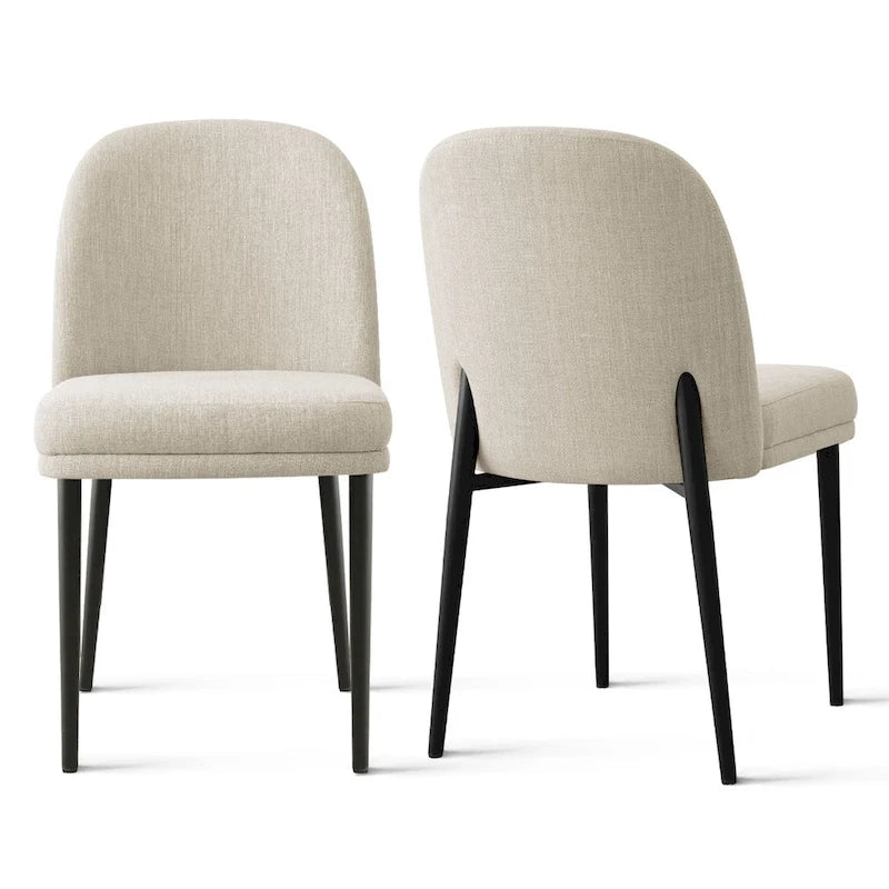 Chaise de salle à manger capitonnée en lin (lot de 2)