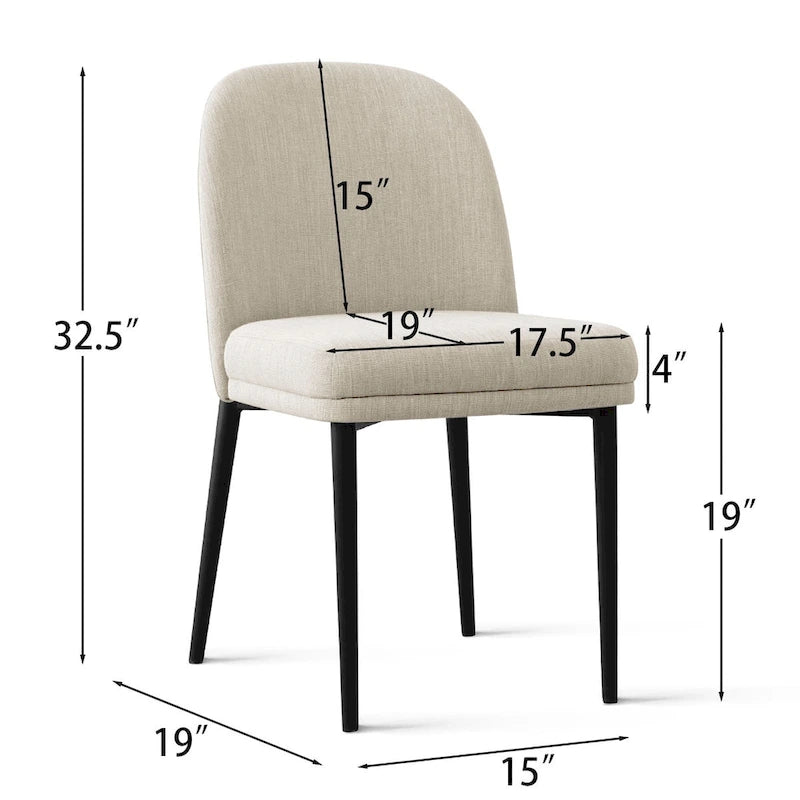 Chaise de salle à manger capitonnée en lin (lot de 2)