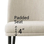 Chaise de salle à manger capitonnée en lin (lot de 2)