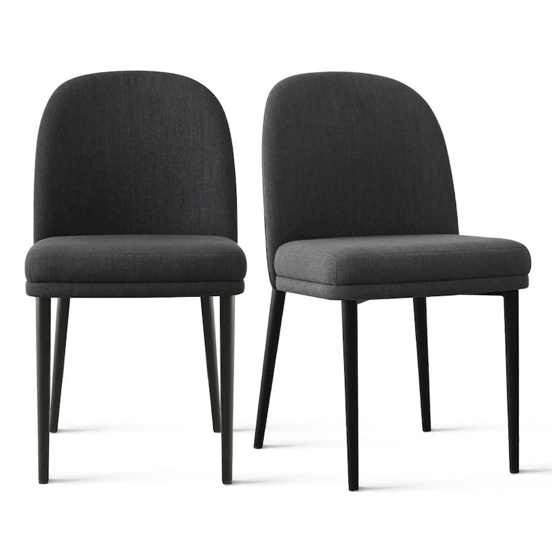 Chaise de salle à manger capitonnée en lin (lot de 2)