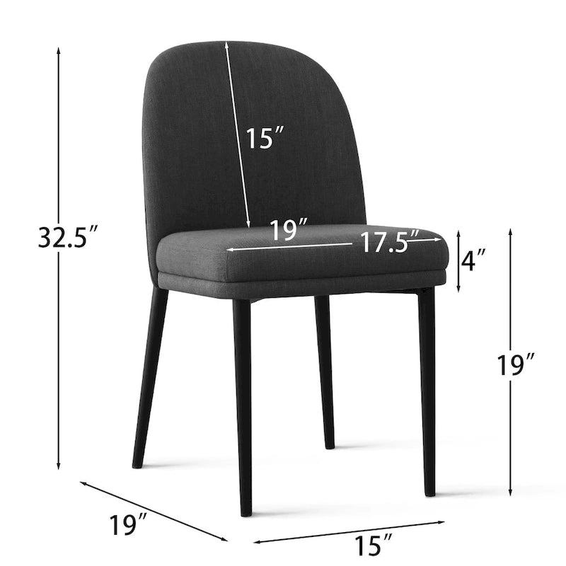 Chaise de salle à manger capitonnée en lin (lot de 2)
