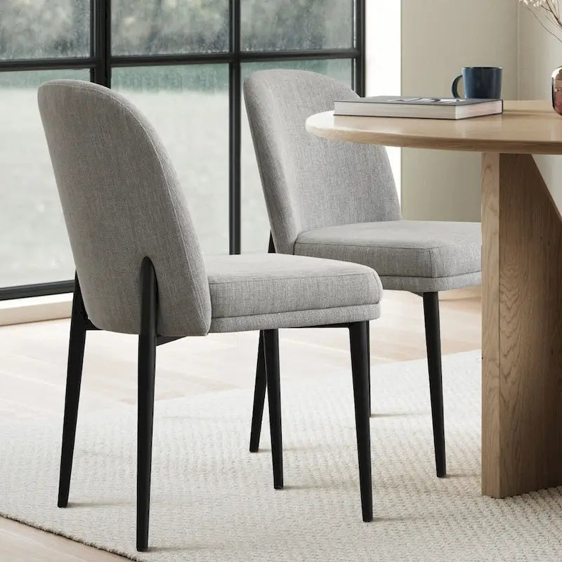 Chaise de salle à manger capitonnée en lin (lot de 2)