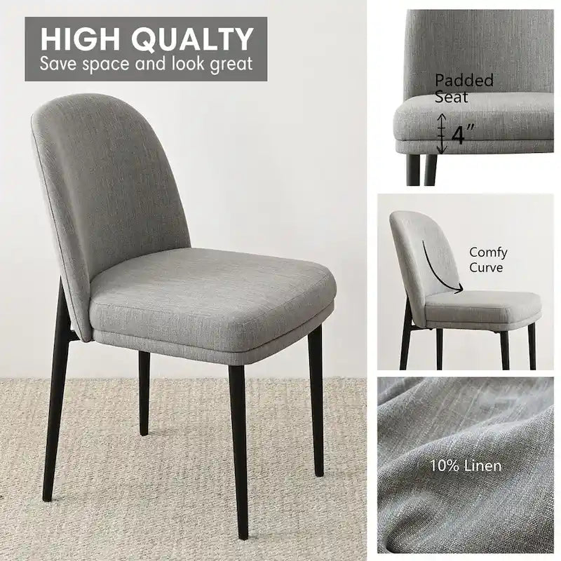 Chaise de salle à manger capitonnée en lin (lot de 2)