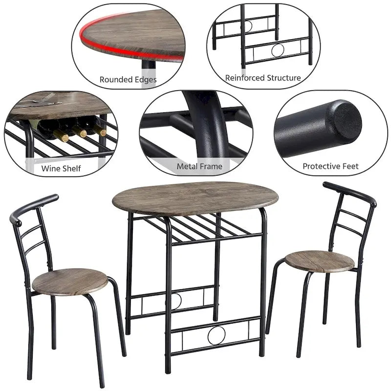Yaheetech Ensemble table et chaises de salle à manger rondes modernes, ensembles de salle à manger 3 pièces