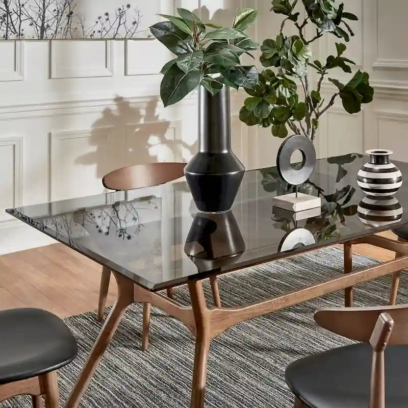 Table de salle à manger rectangulaire Nadine Mid-Century en noyer foncé par iNSPIRE Q Modern
