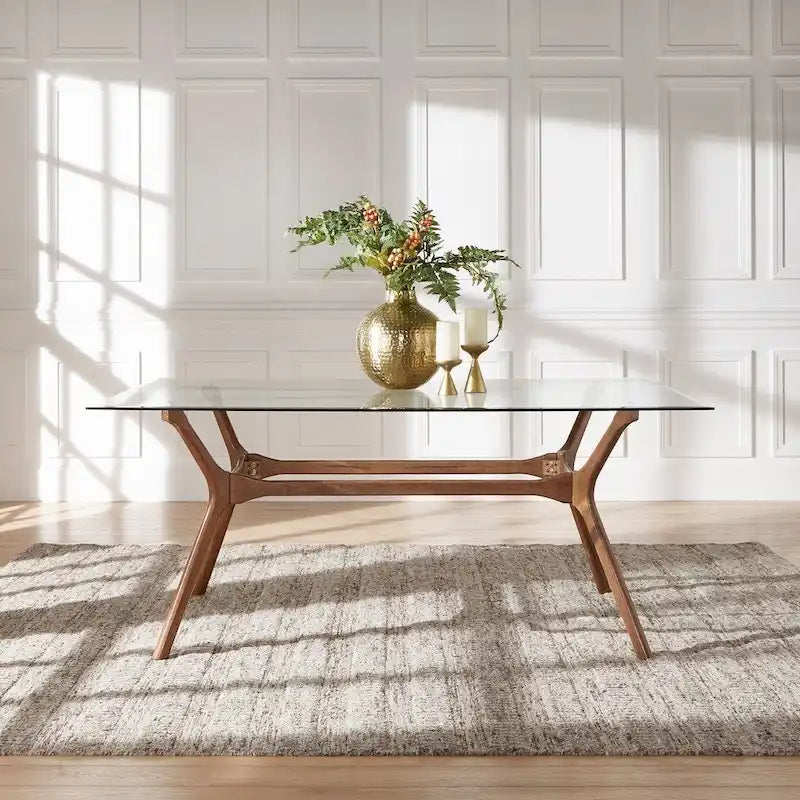 Table de salle à manger rectangulaire Nadine Mid-Century en noyer foncé par iNSPIRE Q Modern