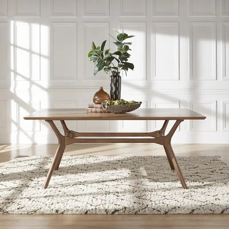 Table de salle à manger rectangulaire Nadine Mid-Century en noyer foncé par iNSPIRE Q Modern
