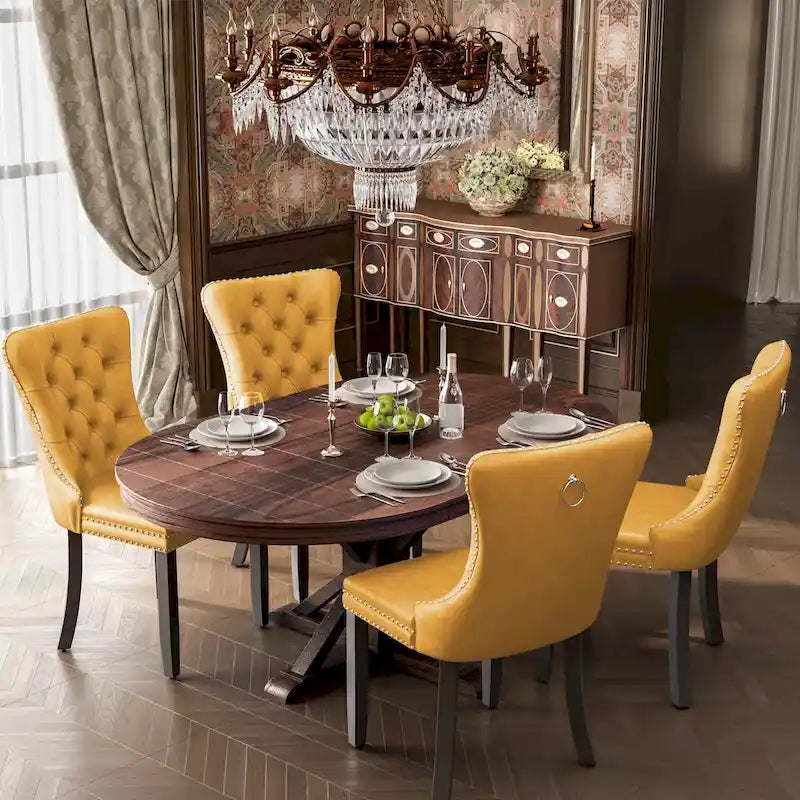 Chaises de salle à manger modernes en velours capitonné (lot de 4)