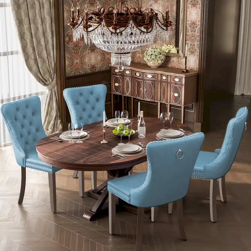 Chaises de salle à manger modernes en velours capitonné (lot de 4)