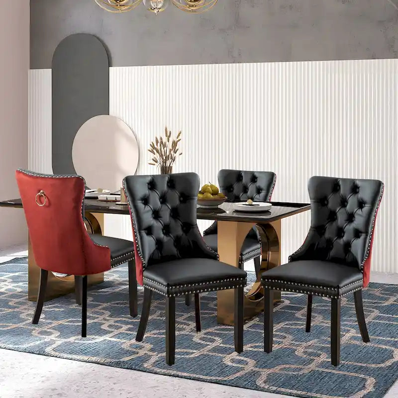 Chaises de salle à manger modernes en velours capitonné (lot de 4)