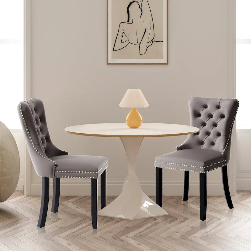 Chaises de salle à manger modernes en velours capitonné (lot de 4)